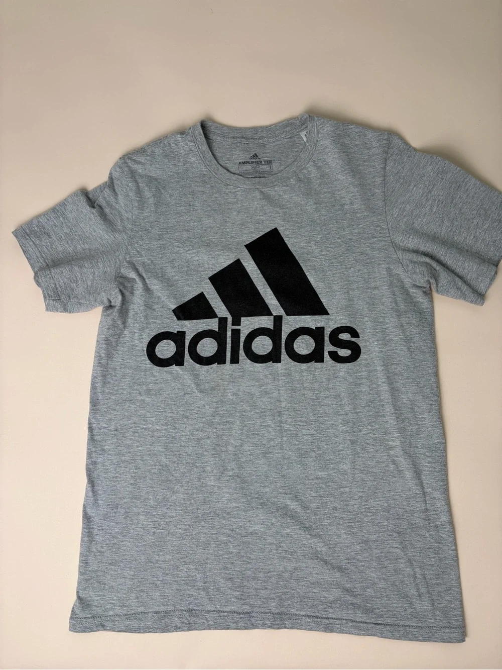 adidas Heather Gray Short Sleeve Tee with Black Logo | Men’s Size Small